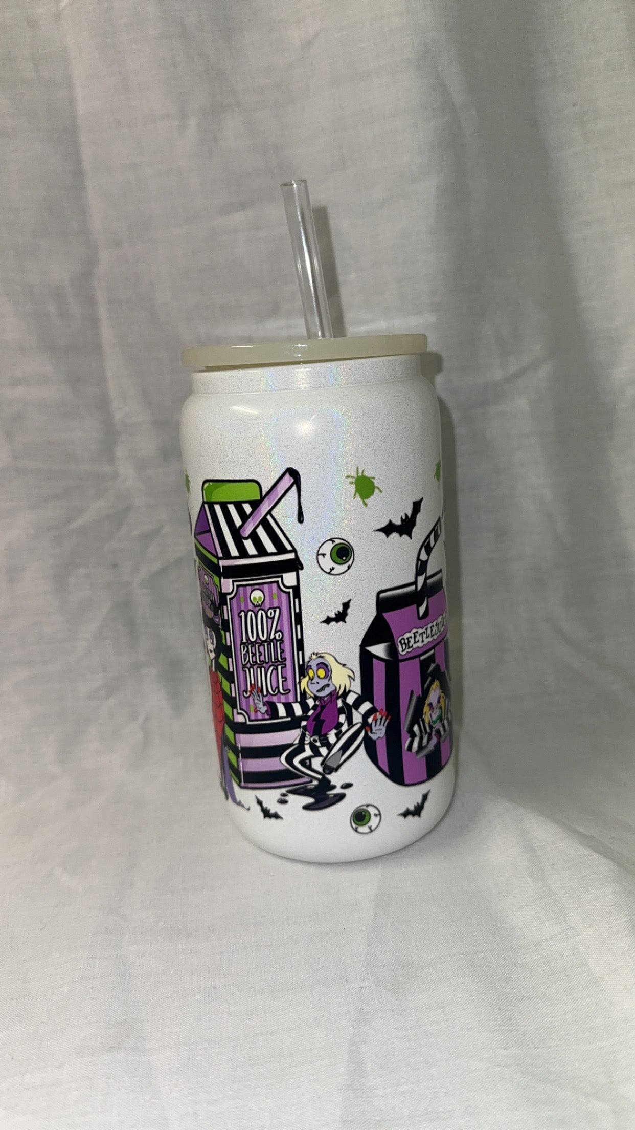 SALE - Pre-made Glass Shimmer Beetlejuice Tumblr