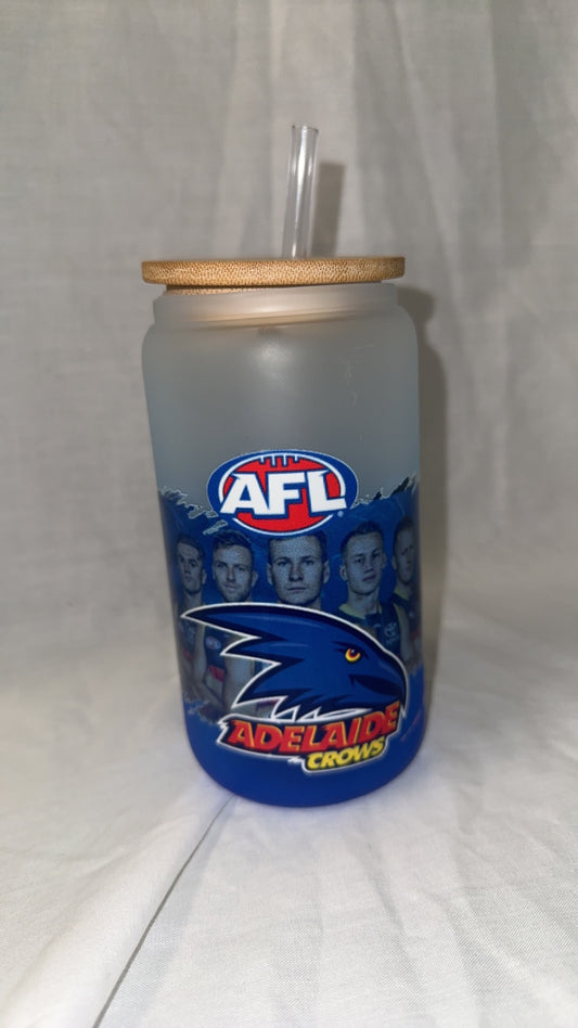 SALE - Pre-made Coloured Adelaide Crows Glass Tumblr